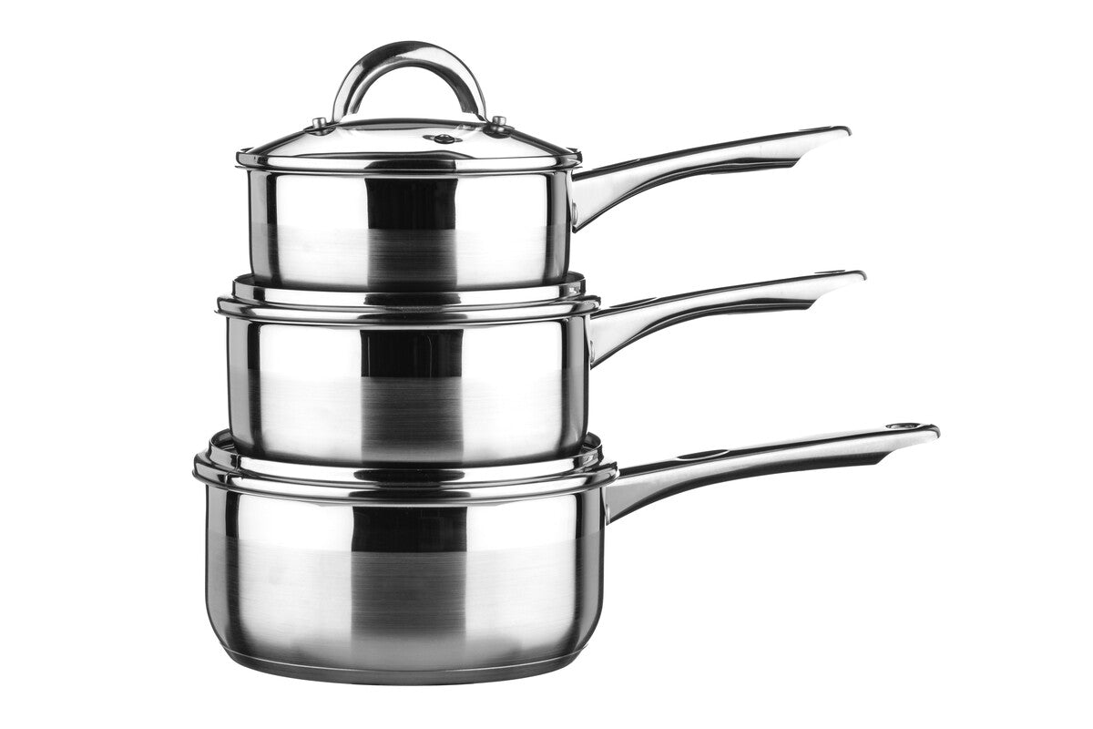 Orsina Crosse Set of 3 Stainless Steel Saucepans with Lids