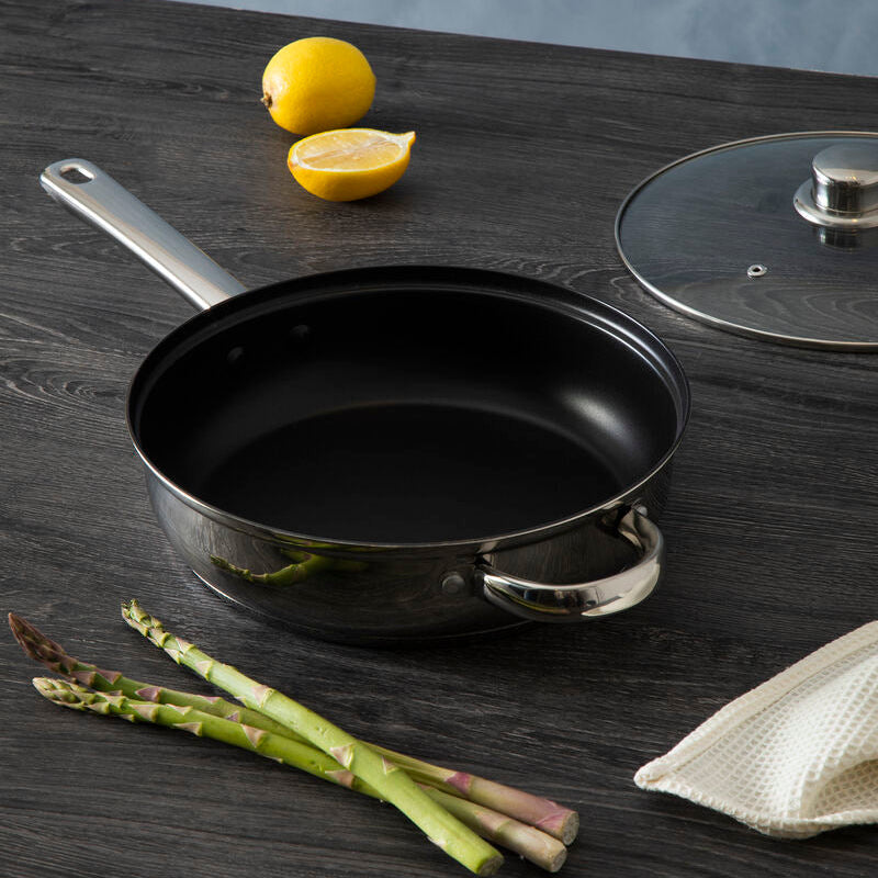 Orsina Stainless Steel Non-Stick Frypan with Glass Lid - 24cm