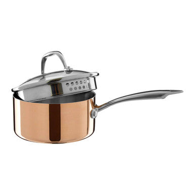 Orsina Minerva Copper Finish Saucepan with Lid - 16cm