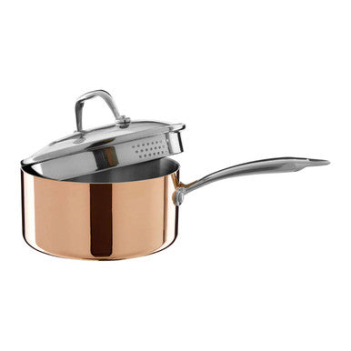 Orsina Minerva Copper Finish Saucepan with Lid - 18cm