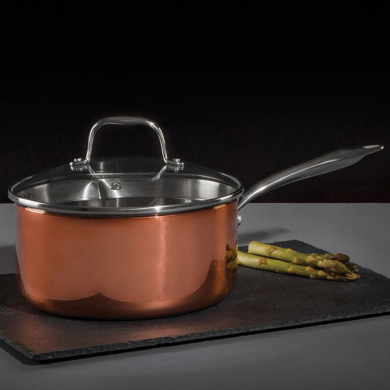 Orsina Minerva Copper Finish Saucepan with Lid - 20cm
