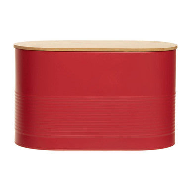 Orsina Alton Red Metal Bread Bin with Bamboo Lid