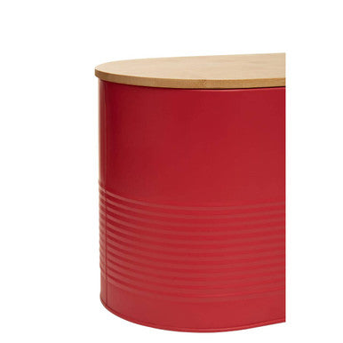 Orsina Alton Red Metal Bread Bin with Bamboo Lid