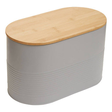 Orsina Alton Grey Metal Bread Bin with Bamboo Lid