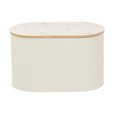 Orsina Alton Cream Metal Bread Bin with Bamboo Lid