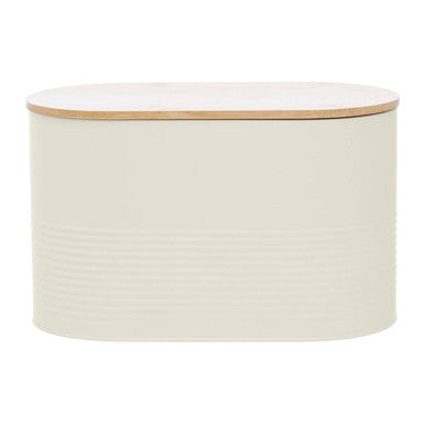 Orsina Alton Cream Metal Bread Bin with Bamboo Lid