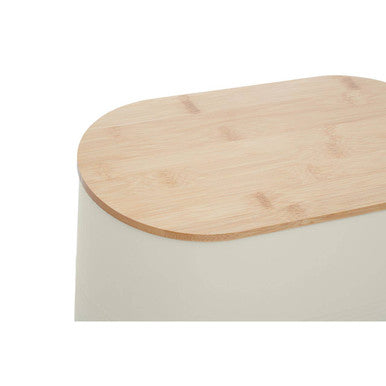 Orsina Alton Cream Metal Bread Bin with Bamboo Lid