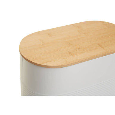 Orsina Alton White Metal Bread Bin with Bamboo Lid