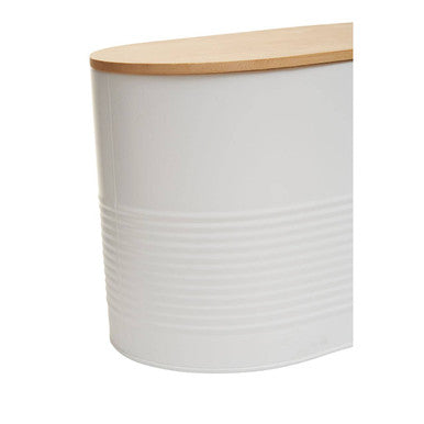 Orsina Alton White Metal Bread Bin with Bamboo Lid