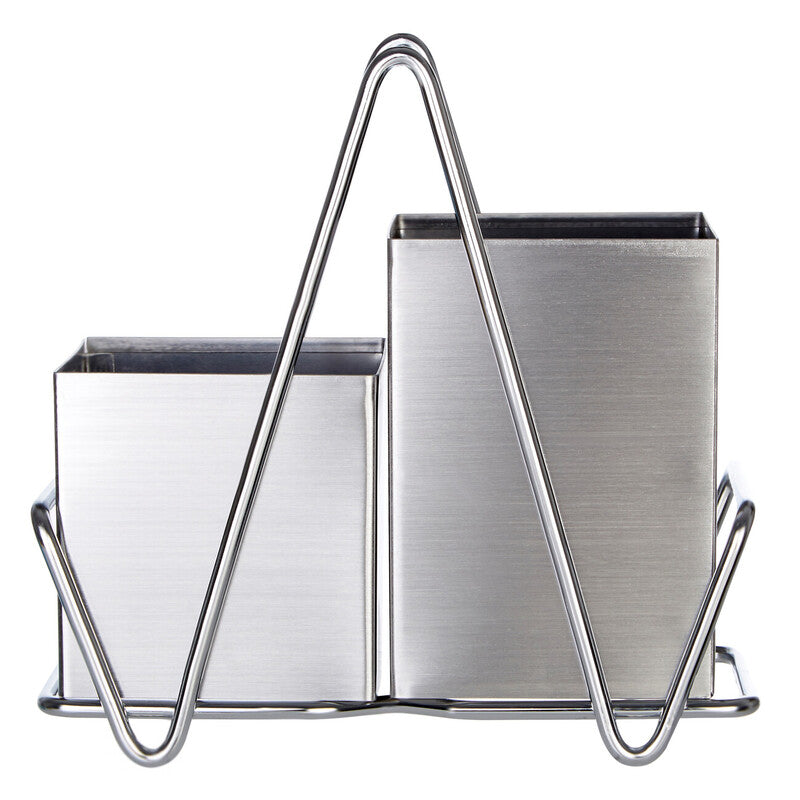 Orsina 2-Compartment Stainless Steel Silver Cutlery Caddy