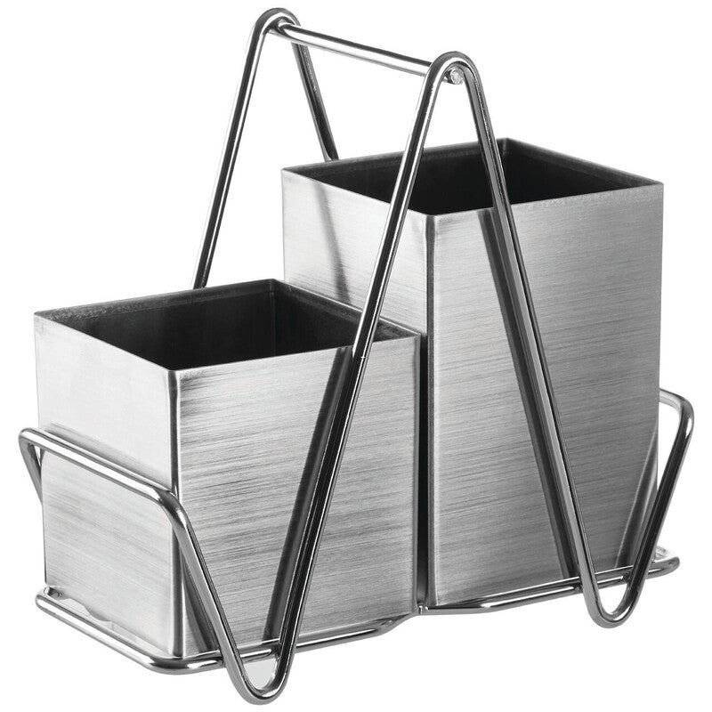 Orsina 2-Compartment Stainless Steel Silver Cutlery Caddy