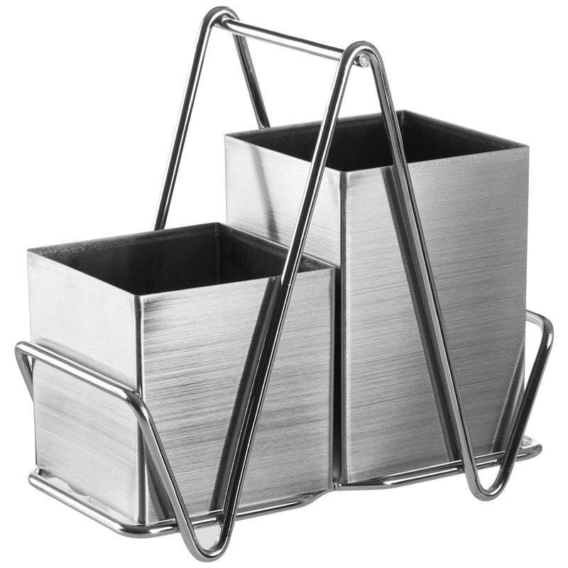 Orsina 2-Compartment Stainless Steel Silver Cutlery Caddy