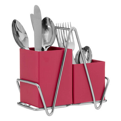 Orsina 2-Compartment Hot Pink Cutlery Caddy