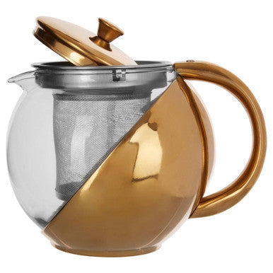 Orsina Fuso Gold Finish Glass Teapot with Infuser - 600ml