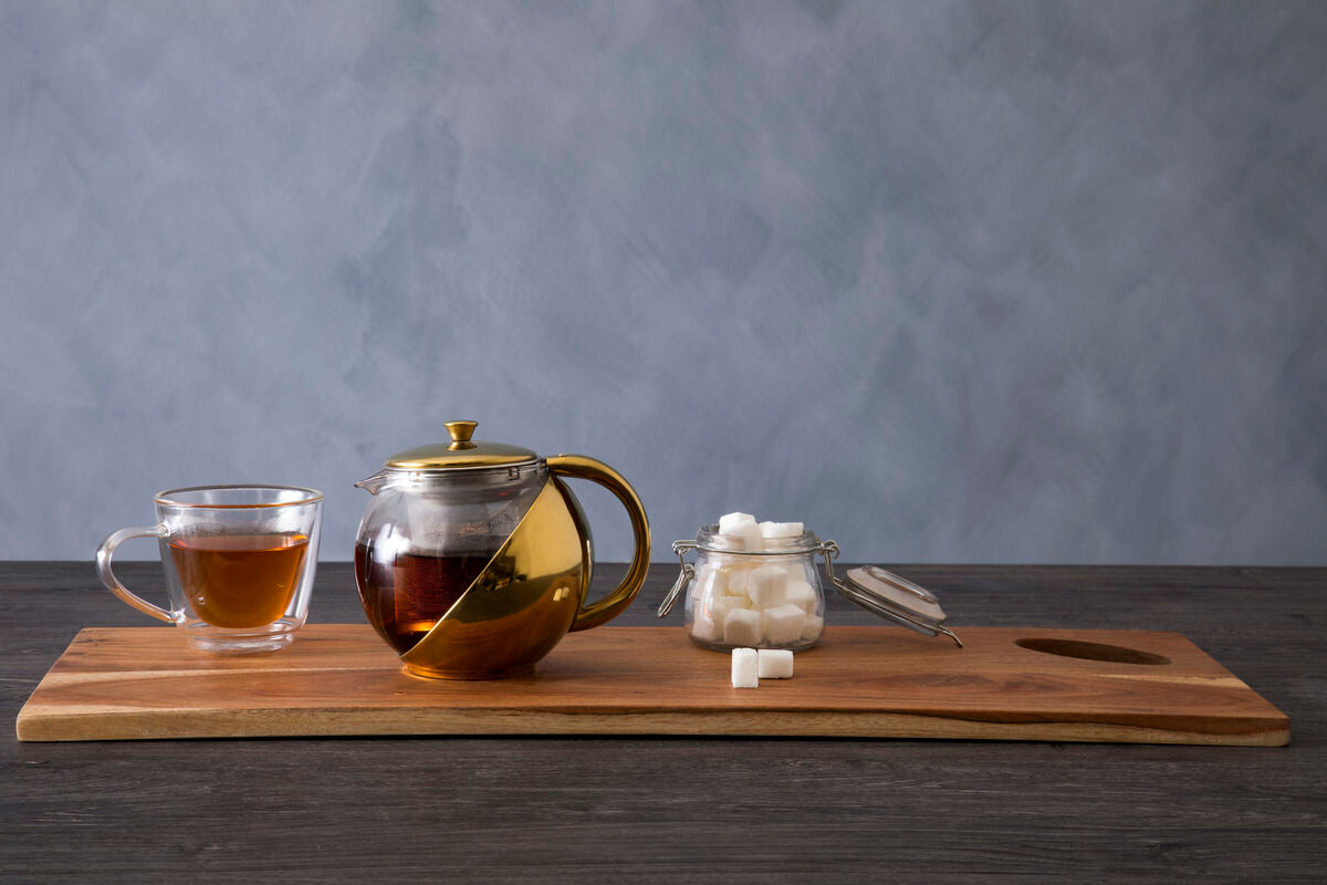 Orsina Fuso Gold Finish Glass Teapot with Infuser - 600ml
