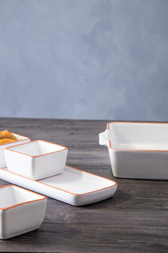 Orsina Calisto Terracotta Dip Bowls with White Tray | Set of 3