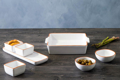 Orsina Calisto Terracotta Dip Bowls with White Tray | Set of 3