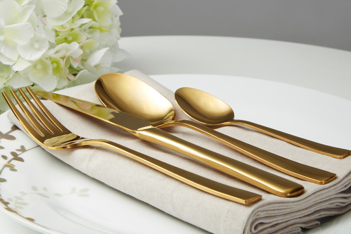 Orsina Avie Glow 16-Piece Gold Cutlery Set