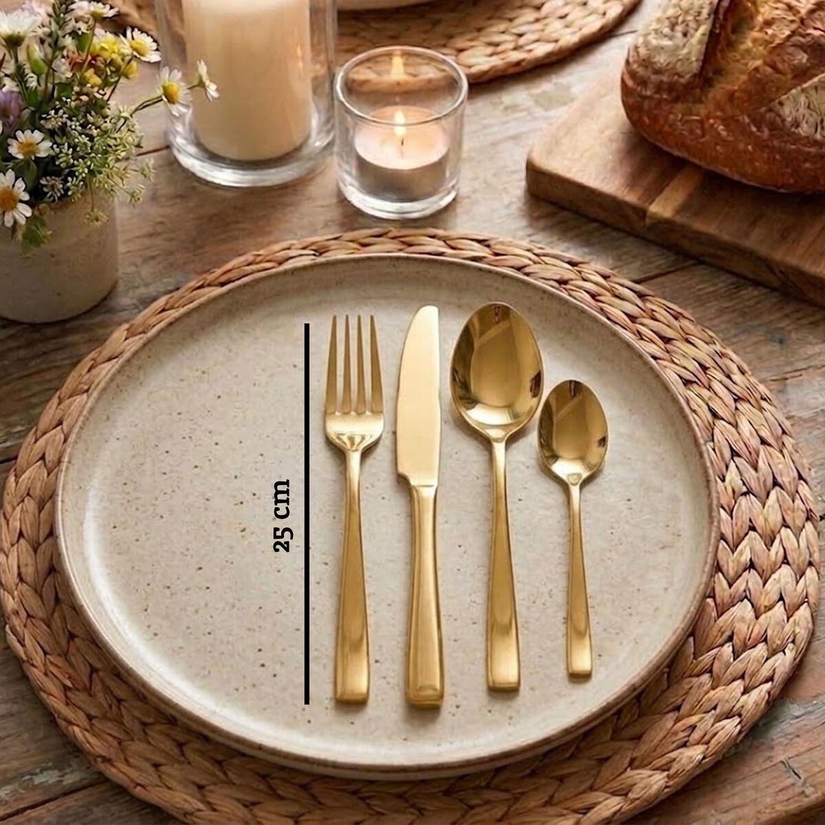 Orsina Avie Glow 16-Piece Gold Cutlery Set