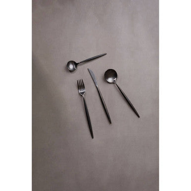 Orsina Modern Retro 16-Piece Matte Black Cutlery Set