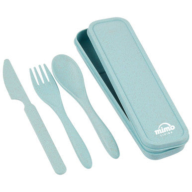 Orsina Mimo 3-Piece Mint Wheat Straw Travel Cutlery Set