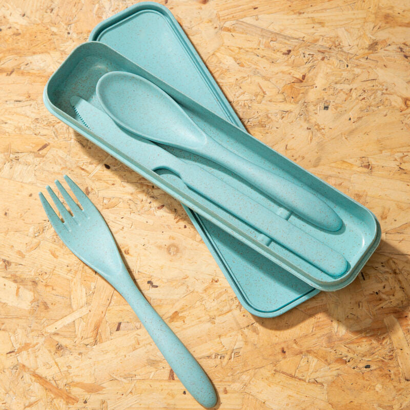 Orsina Mimo 3-Piece Mint Wheat Straw Travel Cutlery Set