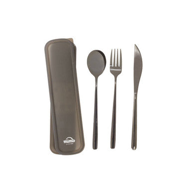Orsina Mimo 3-Piece Black Travel Cutlery Set with Case