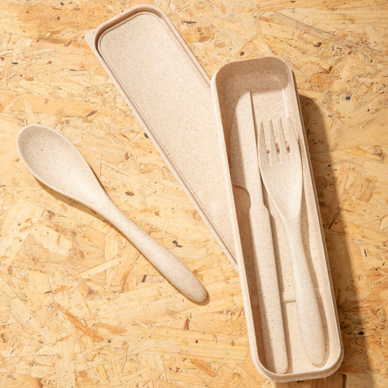 Orsina Mimo 3-Piece Natural Wheat Straw Travel Cutlery Set