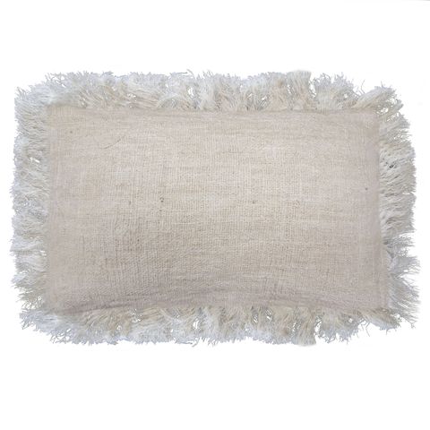 HatiNest Linen Handmade Cushion Cover 30x50cm with Fringe