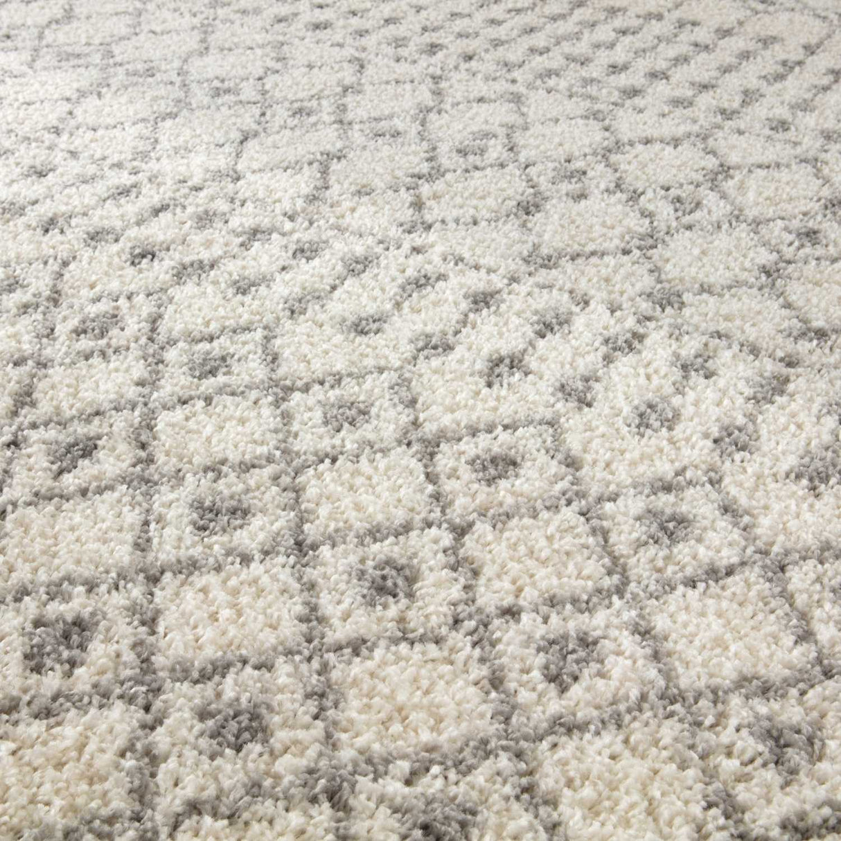 The Rugs Moroccan Ivory Grey Shaggy Rug | 1000