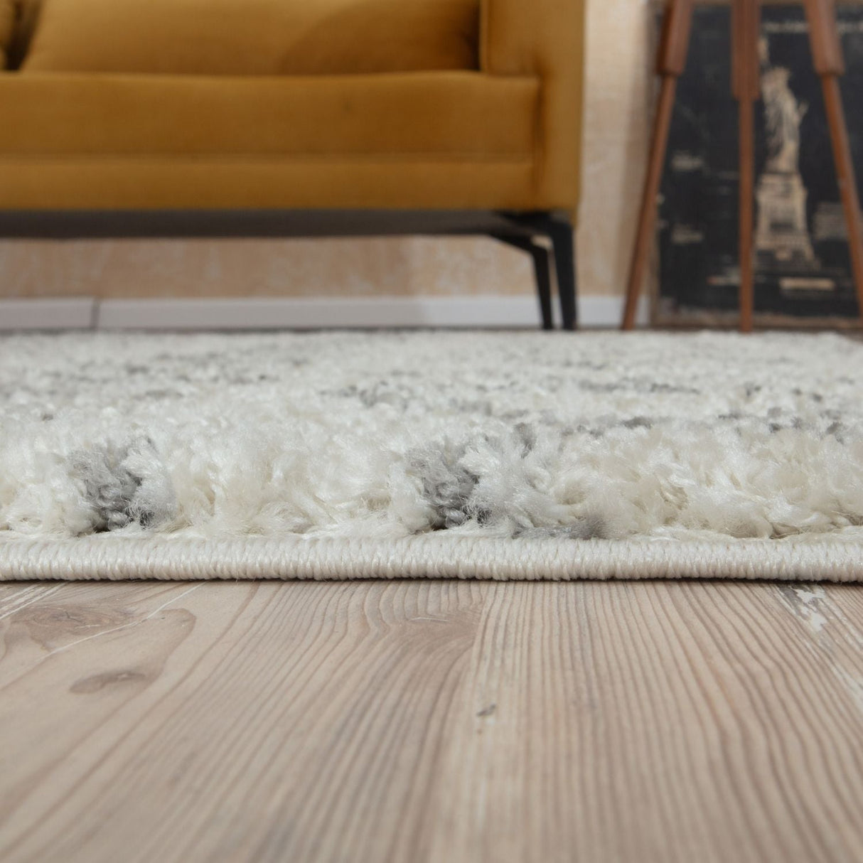 The Rugs Moroccan Ivory Grey Shaggy Rug | 1000