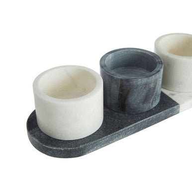 Orsina Bulgari Marble Condiment Bowls & Board Set