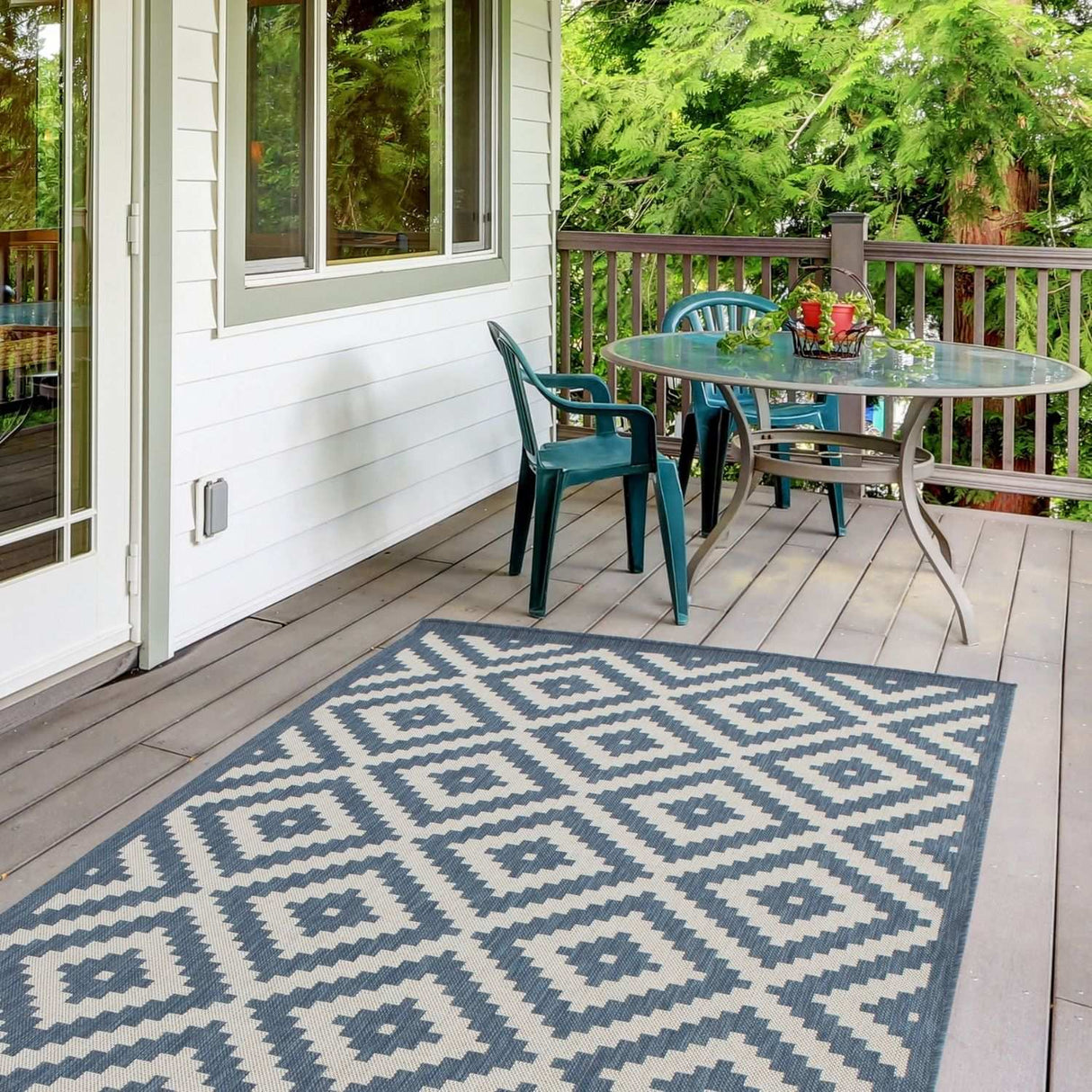 Ecology Outdoor Rug Blue 100BLU | The Rugs