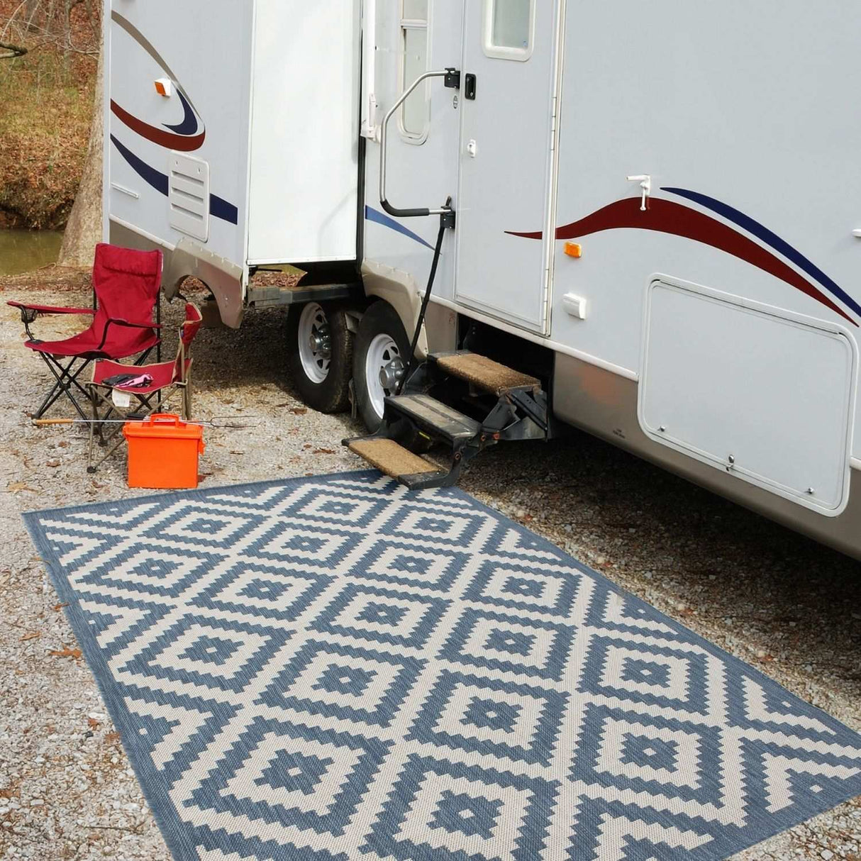 Ecology Outdoor Rug Blue 100BLU | The Rugs