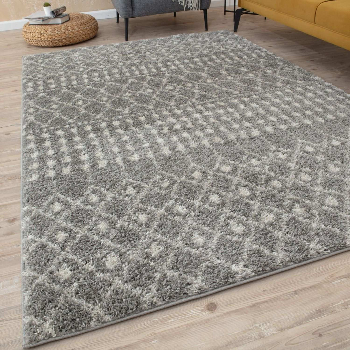 The Rugs Moroccan Grey Shaggy Rug 1010