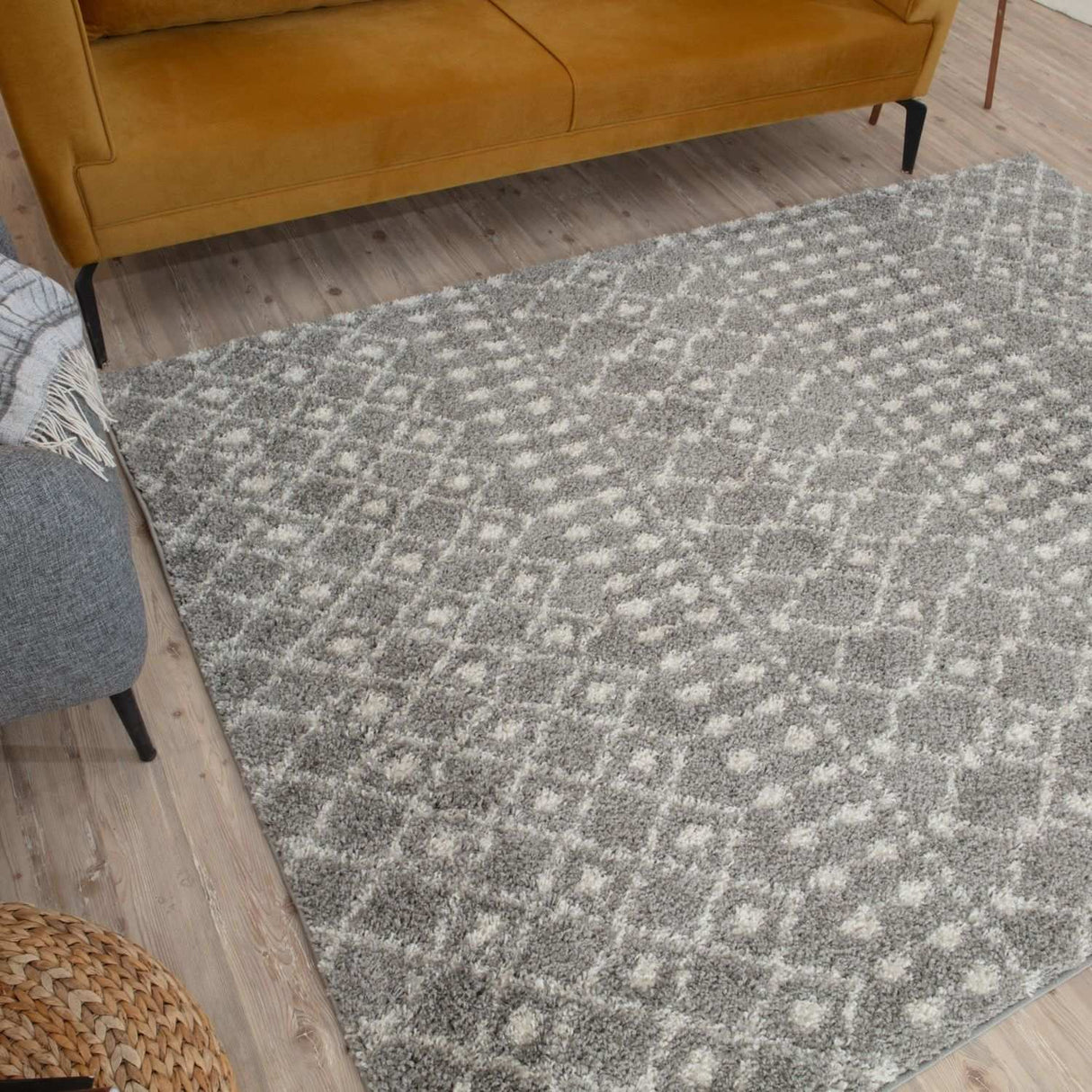 The Rugs Moroccan Grey Shaggy Rug 1010