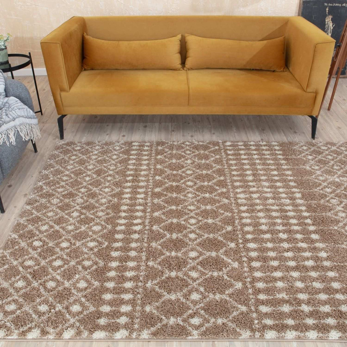 Moroccan Beige Shaggy Rug 1020 by The Rugs