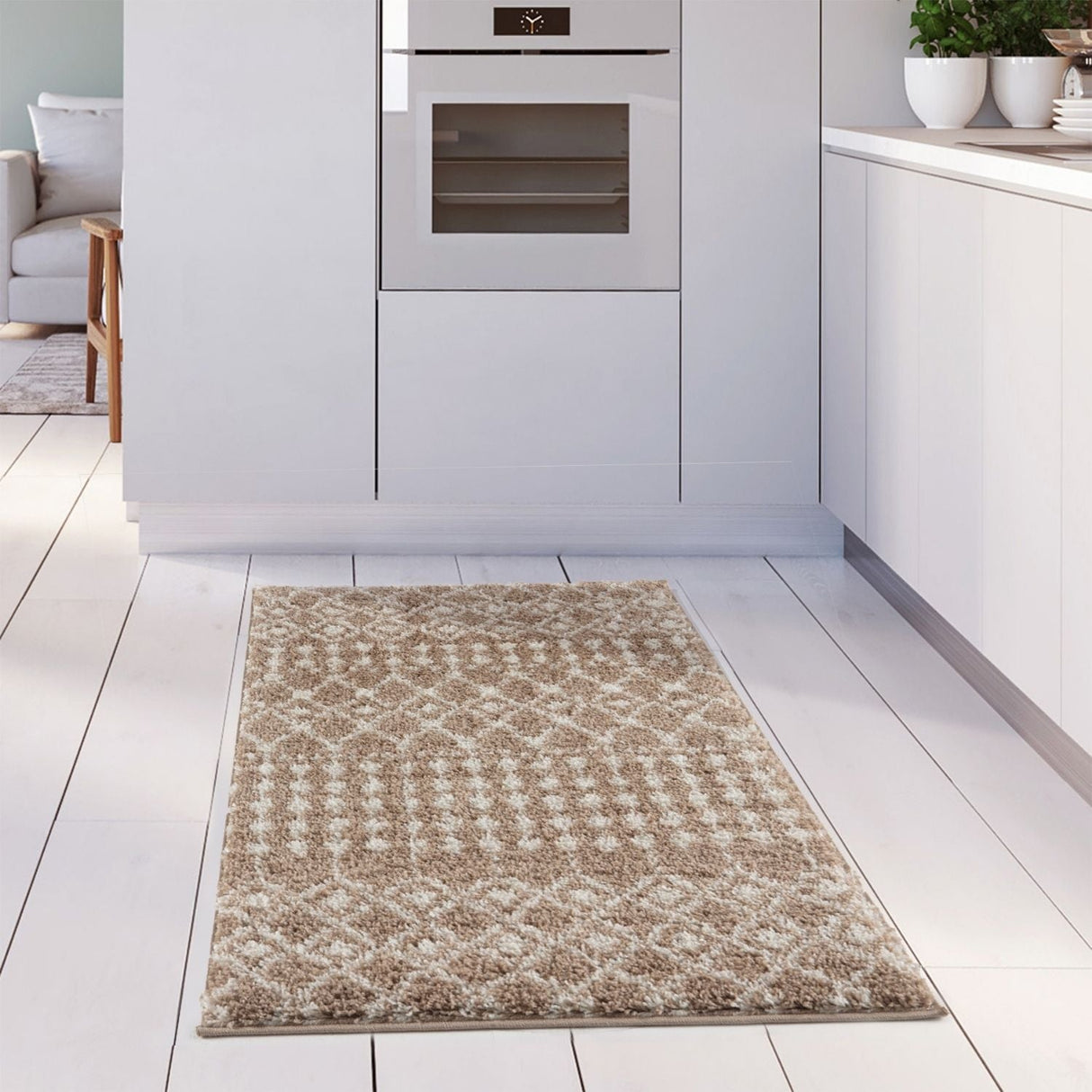 Moroccan Beige Shaggy Rug 1020 by The Rugs