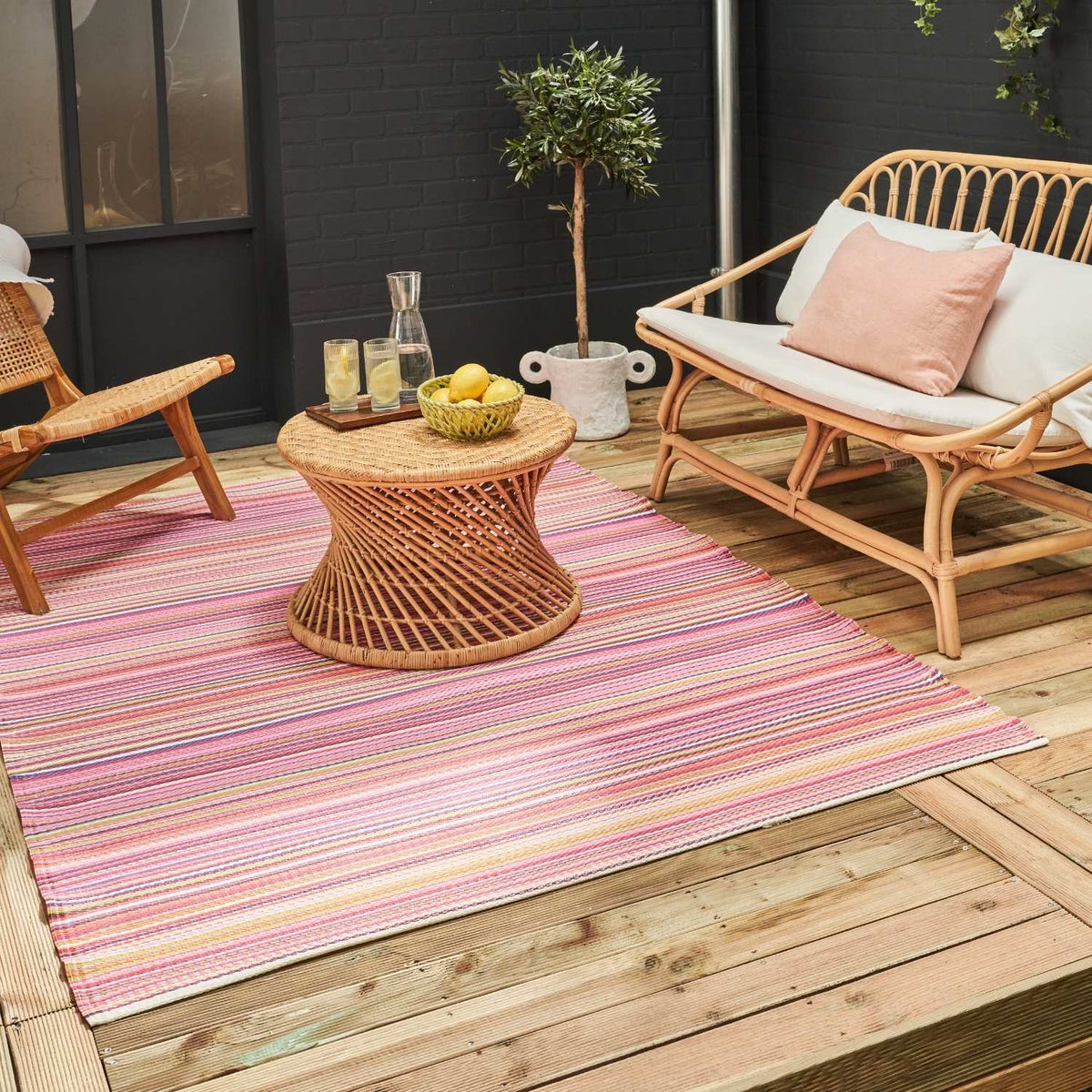 Rainbow Outdoor Rug Pink 1020 | Waterproof Patio & Garden Rug