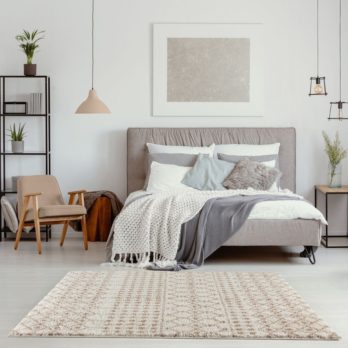 Moroccan Ivory Beige Shaggy Rug | 100% polypropylene