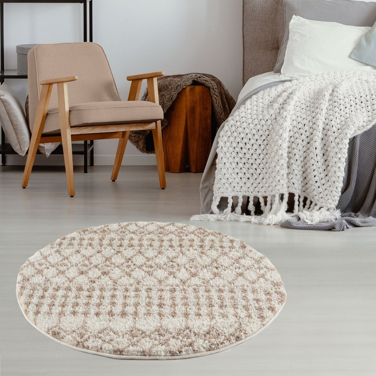 Moroccan Ivory Beige Shaggy Rug | 100% polypropylene