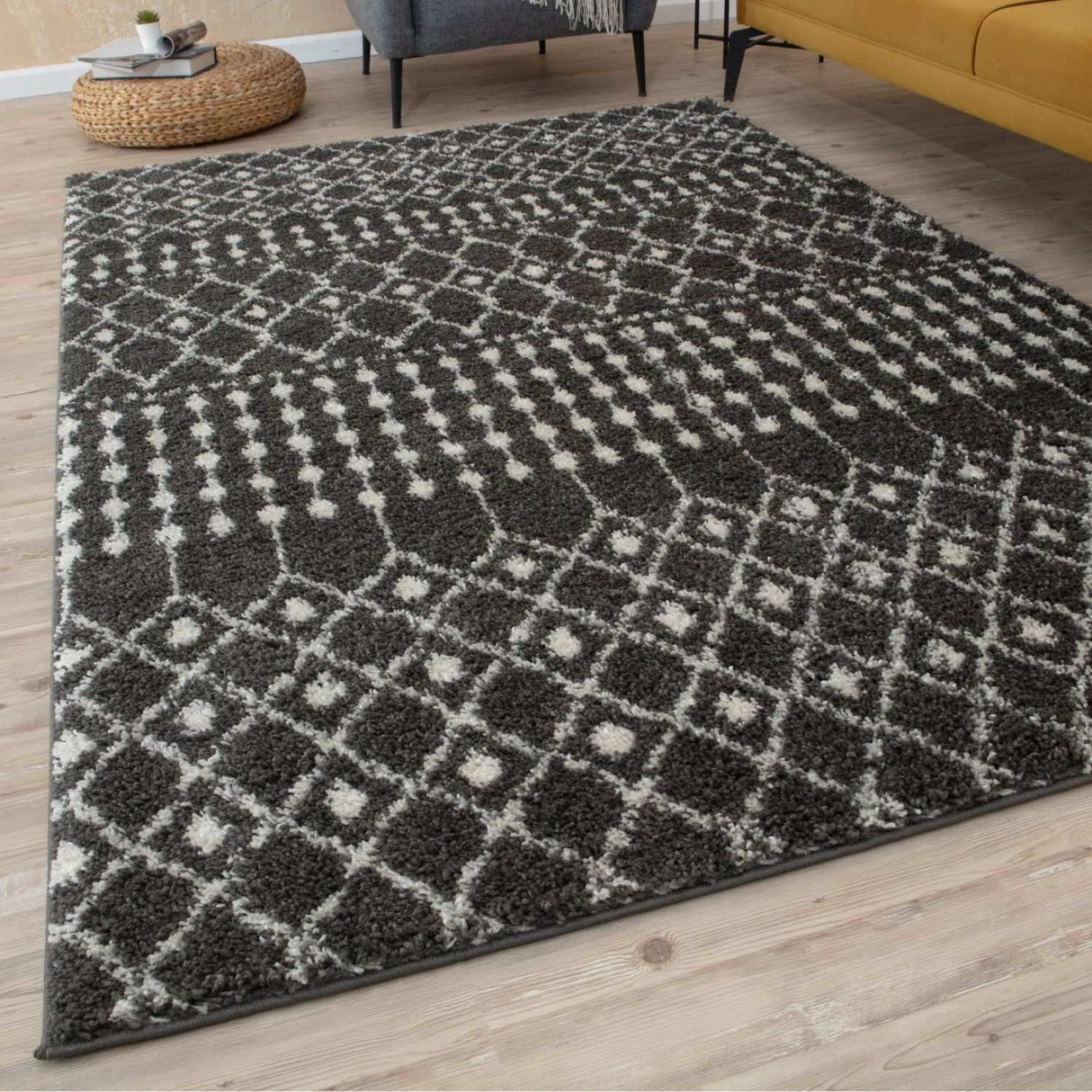 The Rugs Moroccan Dark Grey Shaggy Rug | 1040