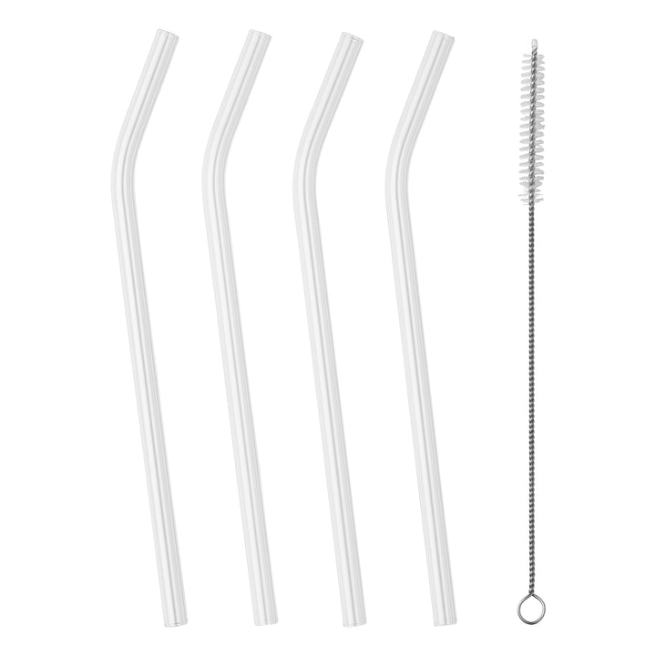 Tala Barware 4 Bent Glass Straws With Brush In Colour Box
