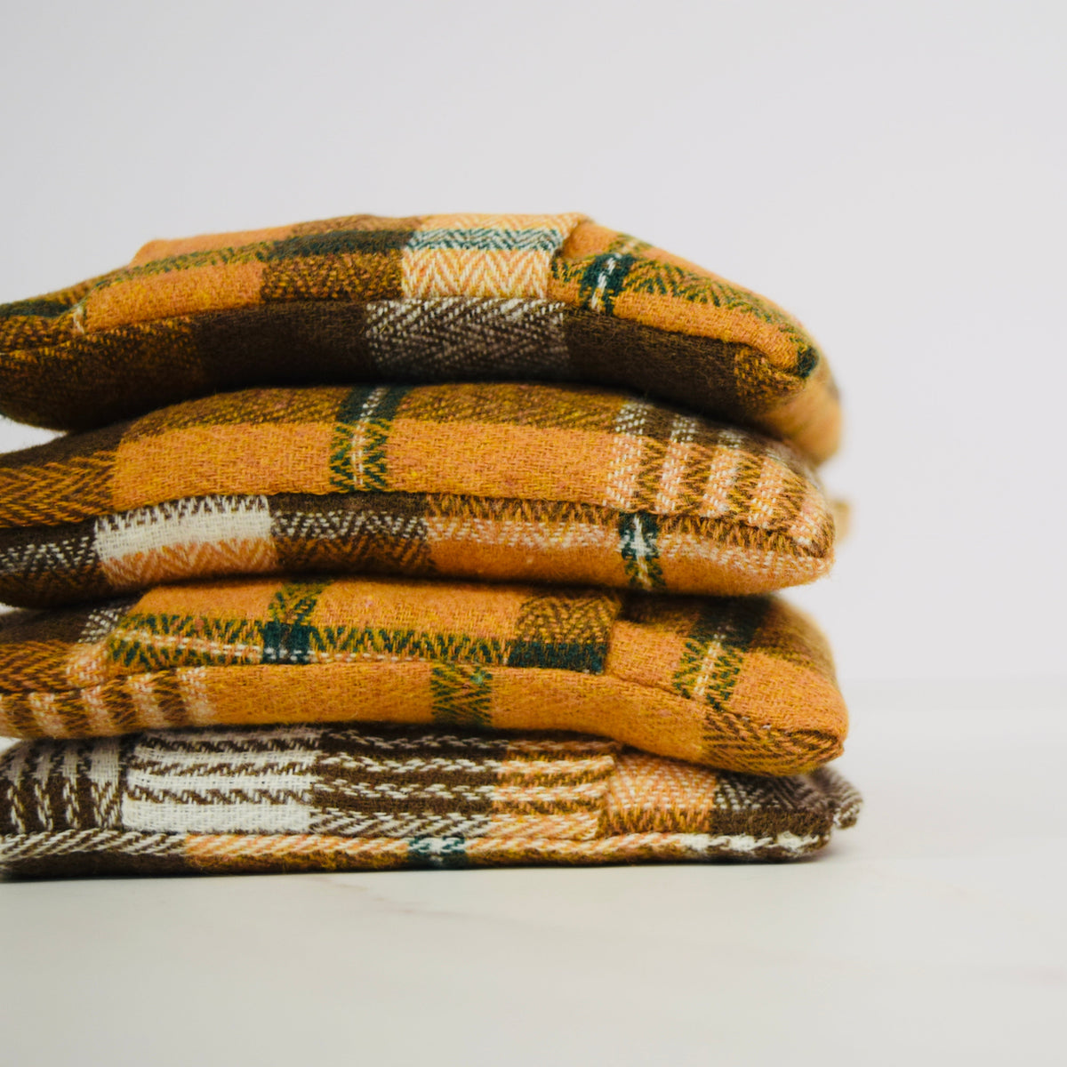 Lou-bees Soft Burnt Orange Highland Tartan Hand Warmers