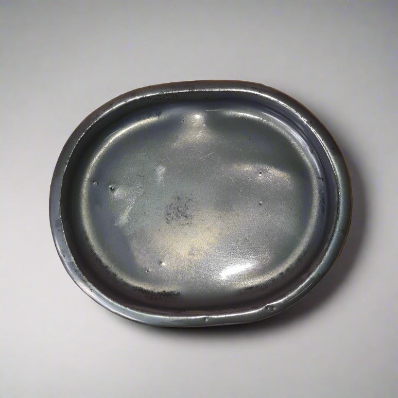 Yorkshire Bonsai Silver Glazed Oval Drip Tray - 12cm