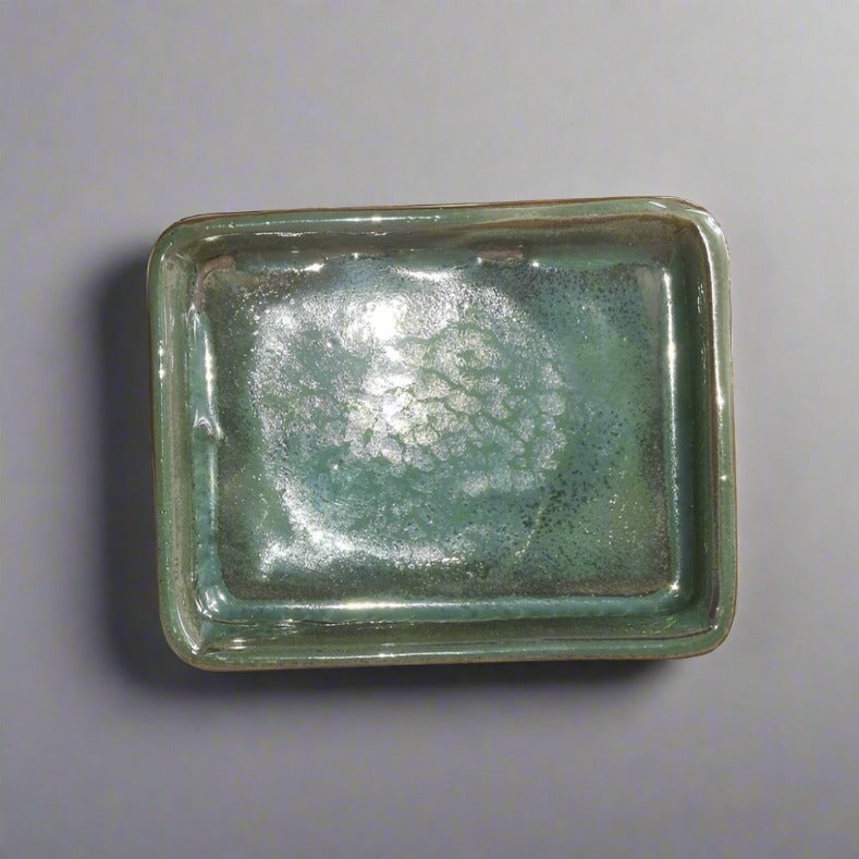 Yorkshire Bonsai Glazed Bonsai Drip Tray Rectangle Green - 12cm