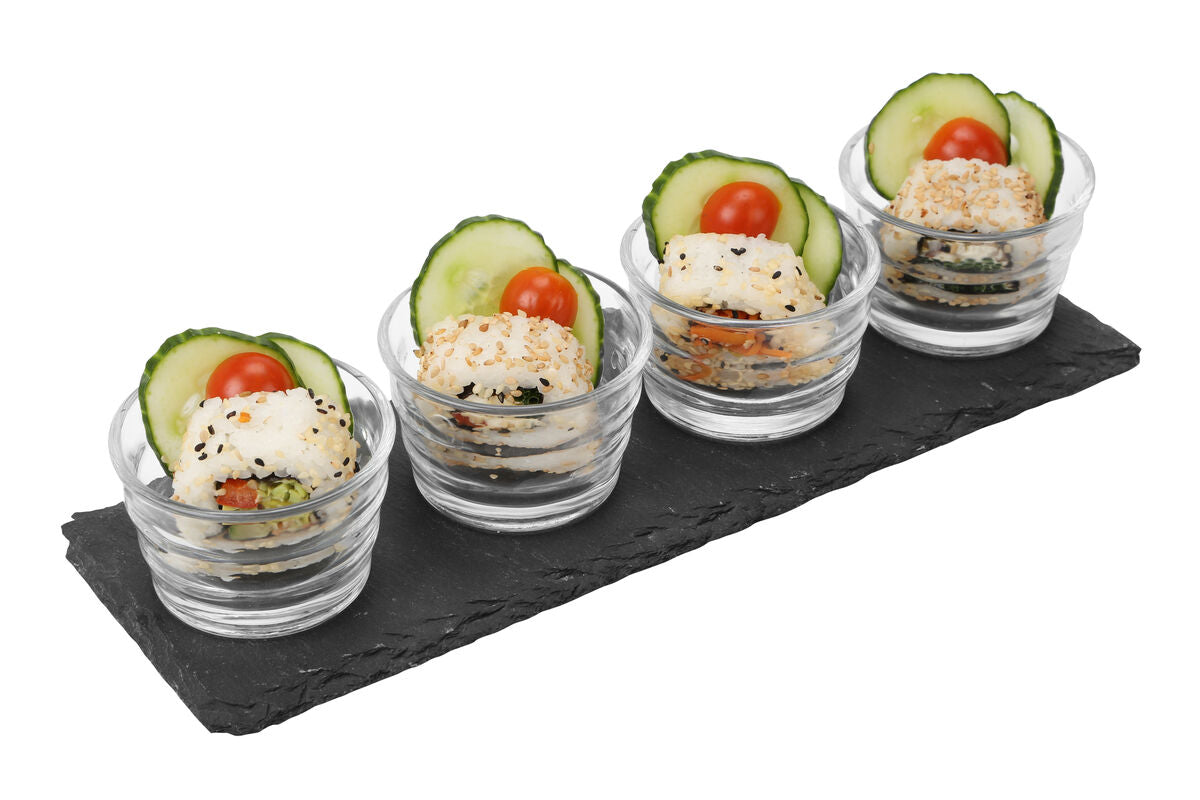 Orsina Slate Preto 4 Ribbed Glass Bowls