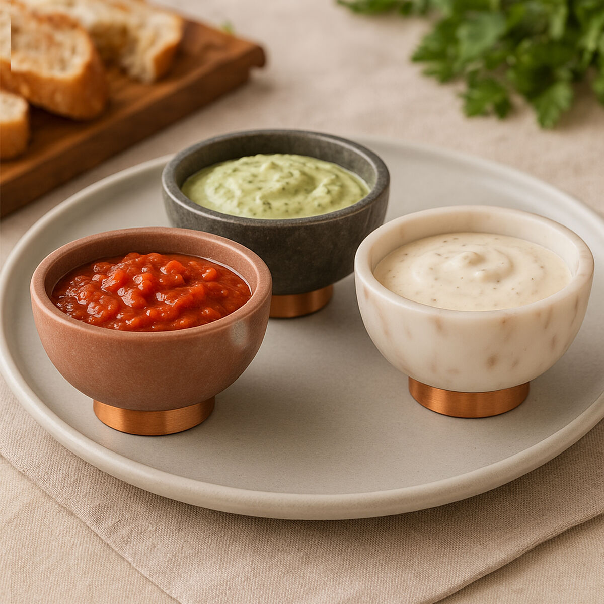 Orsina Monzaro Set of 3 Marble Dipping Bowls