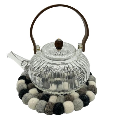 HatiNest Round Felt Ball Placemat Multi Grey
