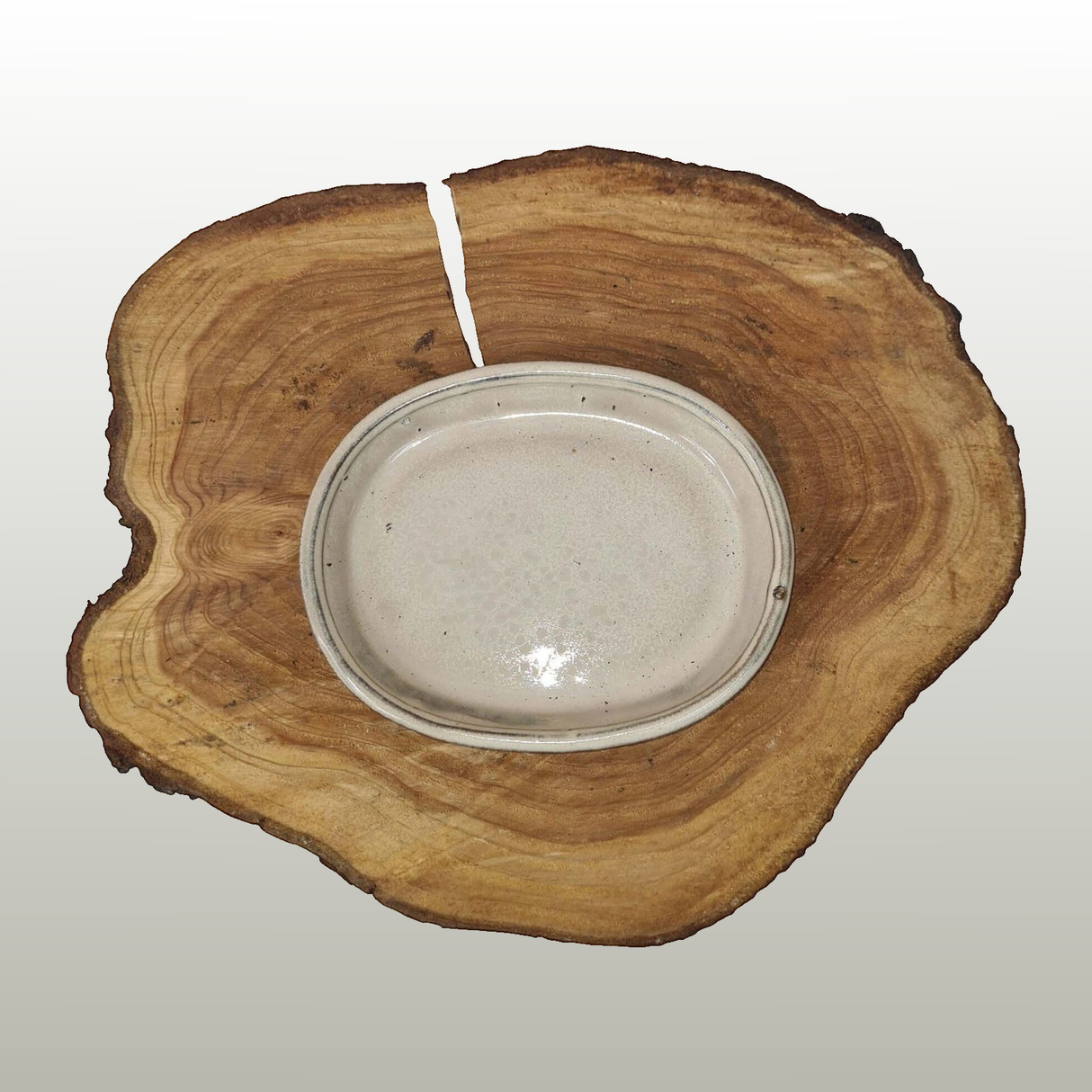 Yorkshire Bonsai White Glazed Oval Drip Tray - 16cm